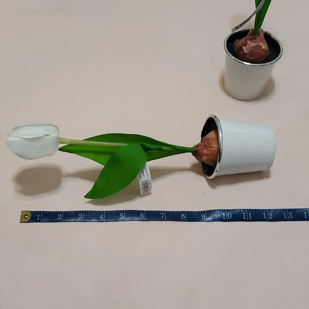 3 Faux Potted White Tulip Bulbs
